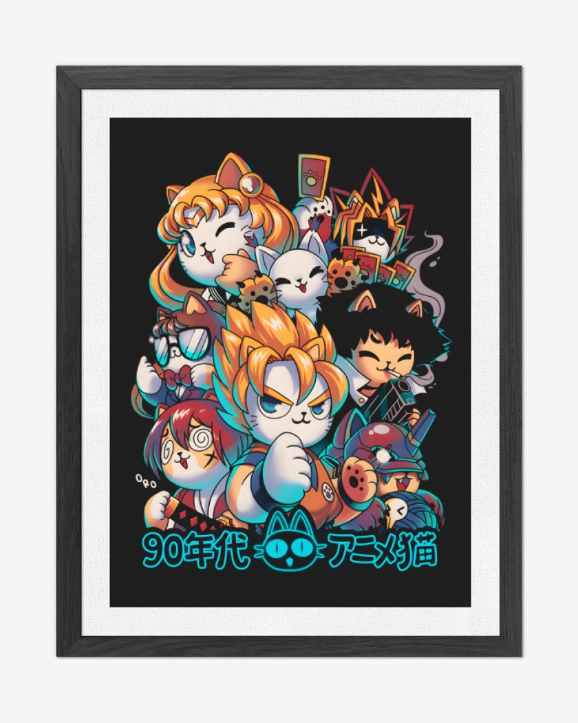 Cuadro decorativo Negro de Neko Kawaii Anime