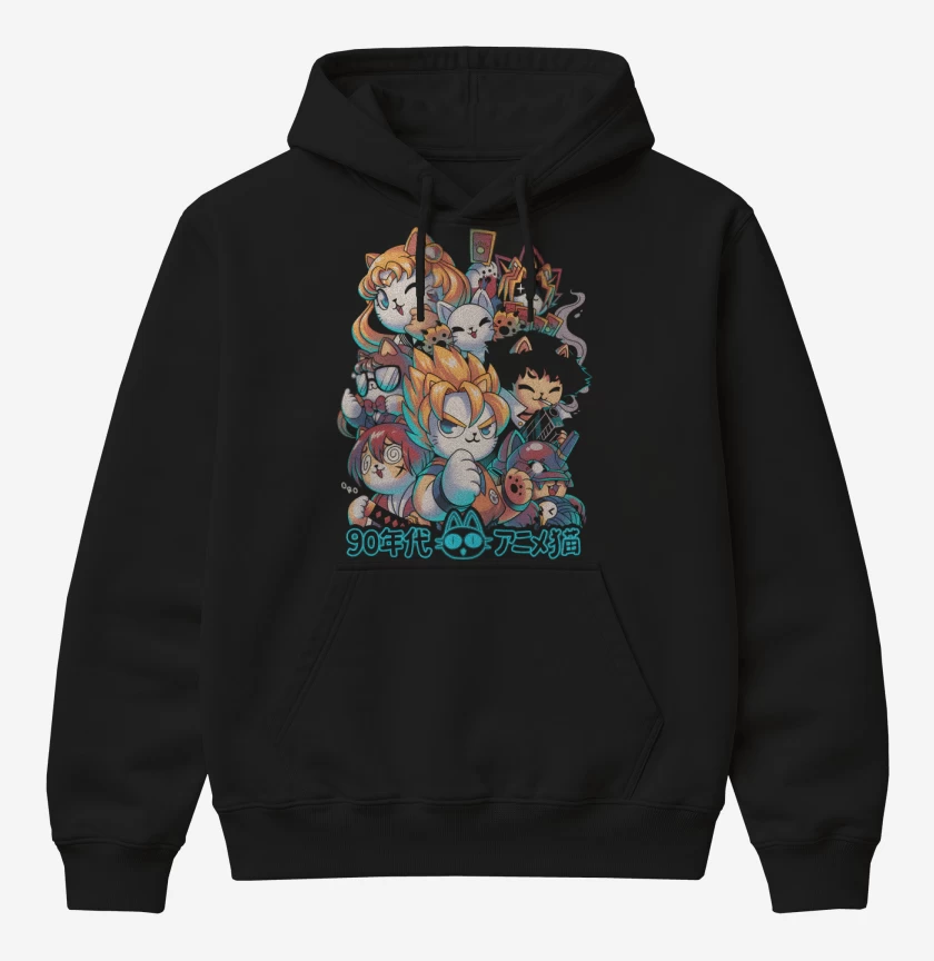 Poleron Canguro básico Negro de Neko Kawaii Anime