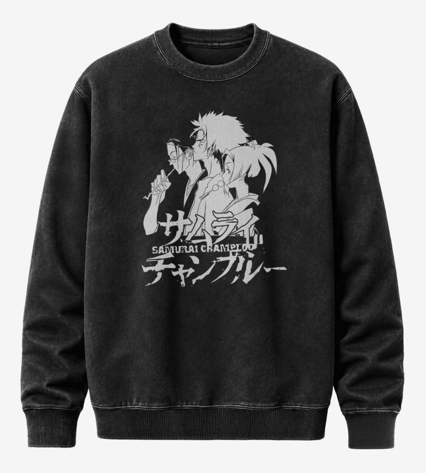 Poleron Polo Acid Wash Negro de Samurai Champloo