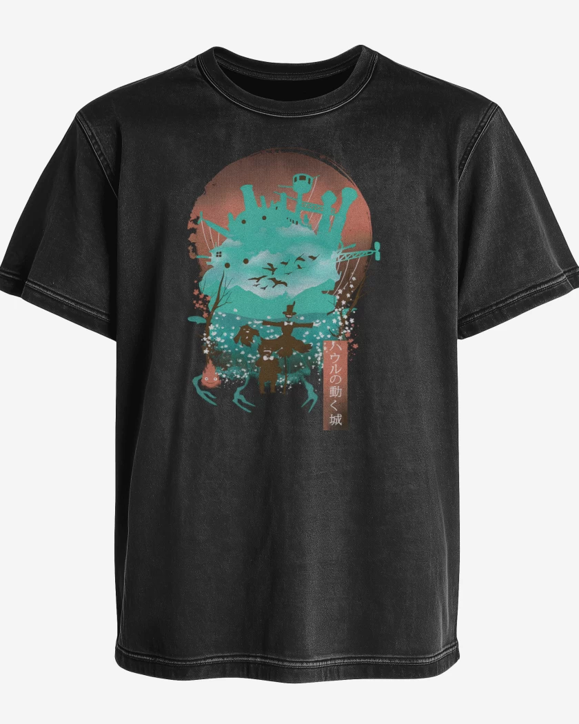 Polera desgastada Negro de El Castillo Ambulante