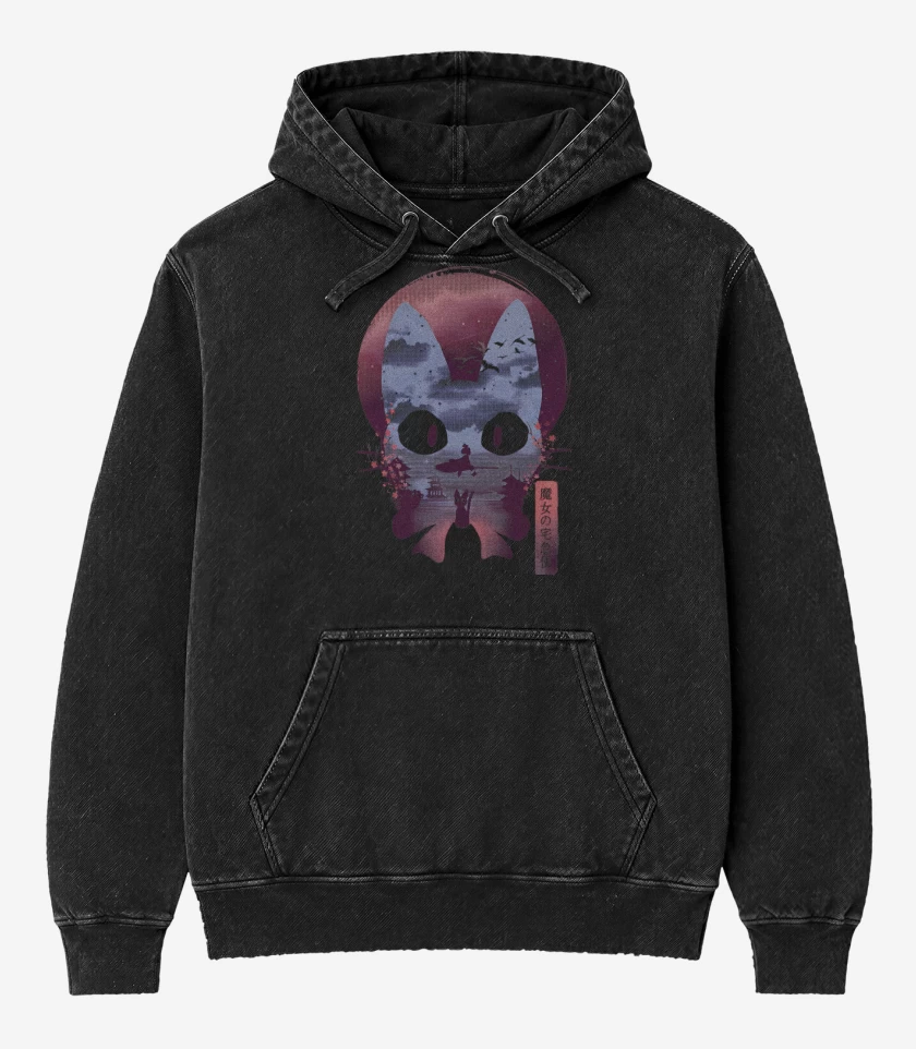 Poleron Canguro Acid Wash Negro de Jiji