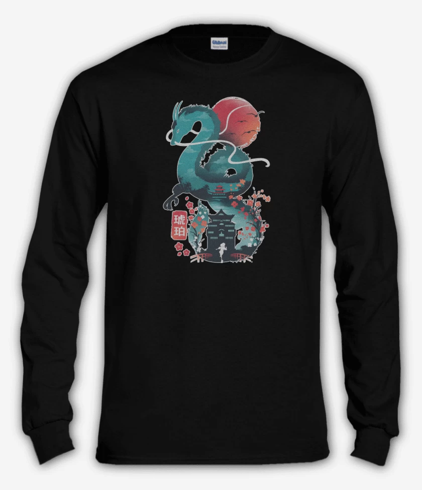 Polera manga larga Negro de Dragón Haku