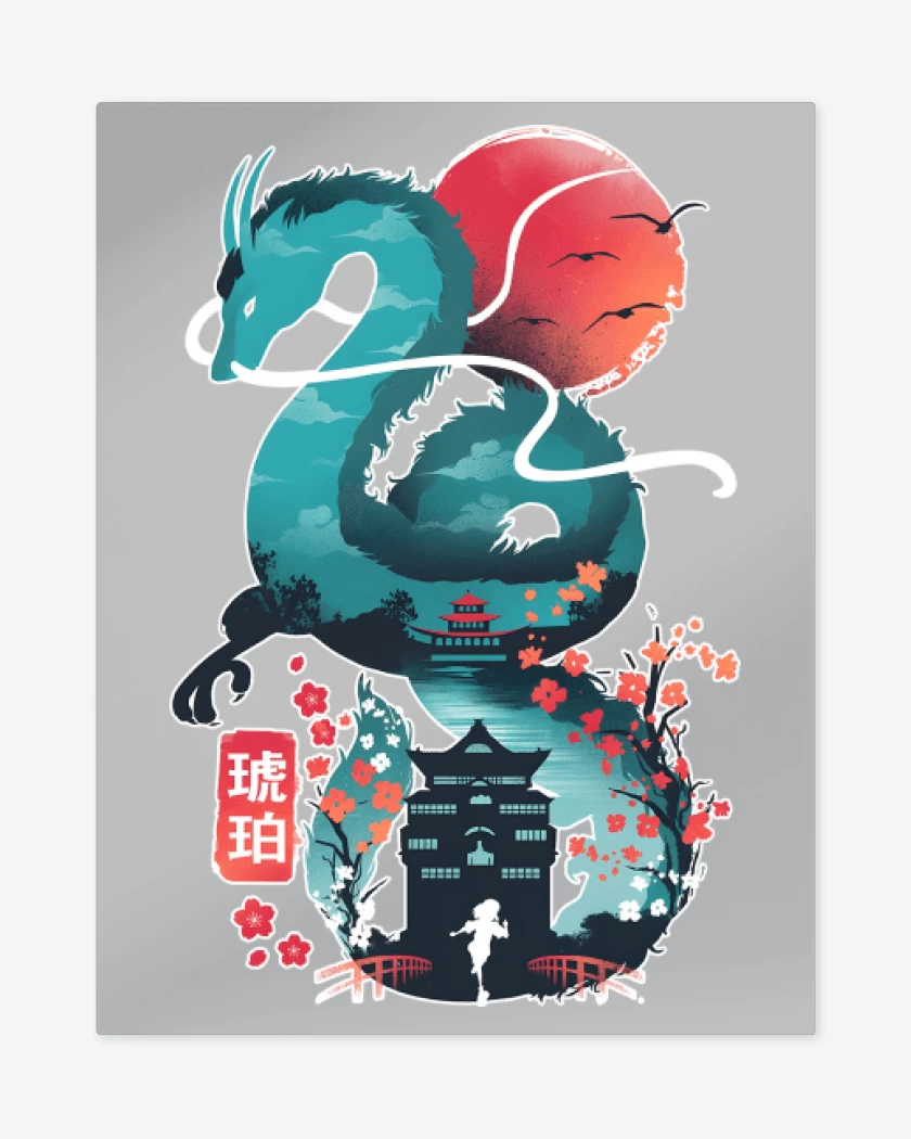 Print metalico Gris Melange de Dragón Haku