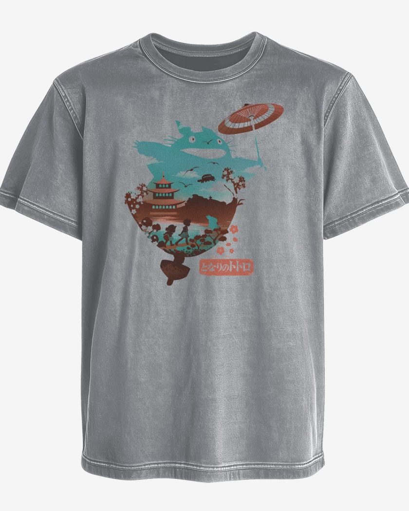 Polera desgastada Gris Melange de El Vecino Totoro