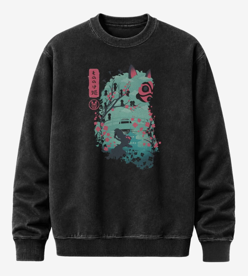 Poleron Polo Acid Wash Negro de Princesa Guerrera