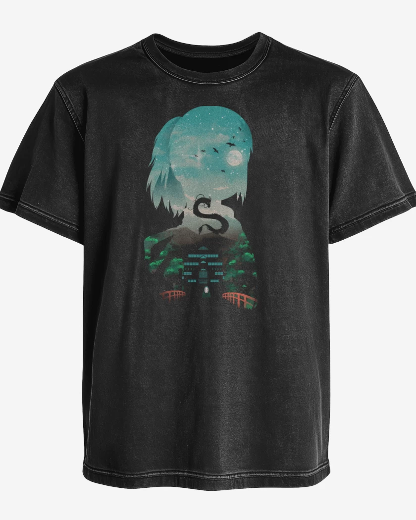 Polera desgastada Negro de Chihiro