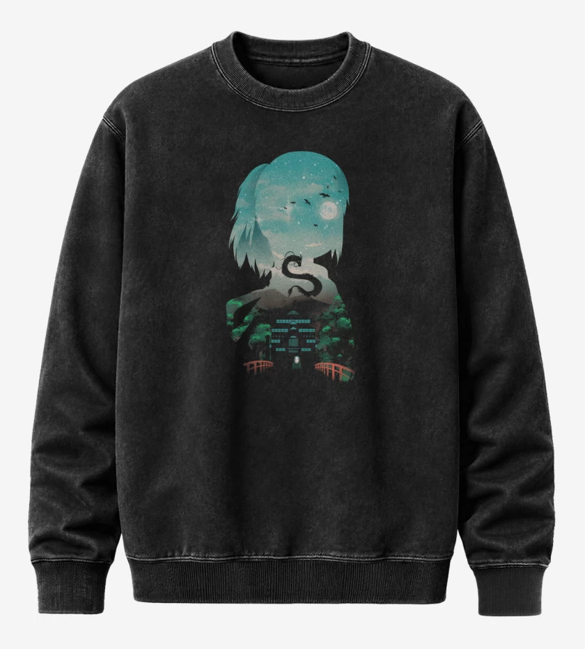 Poleron Polo Acid Wash Negro de Chihiro