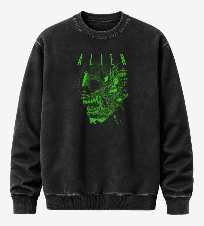 Poleron Polo Acid Wash Negro de Alien 8