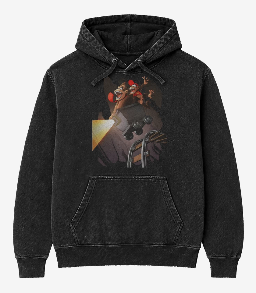 Poleron Canguro Acid Wash Negro de Estragos en la mina