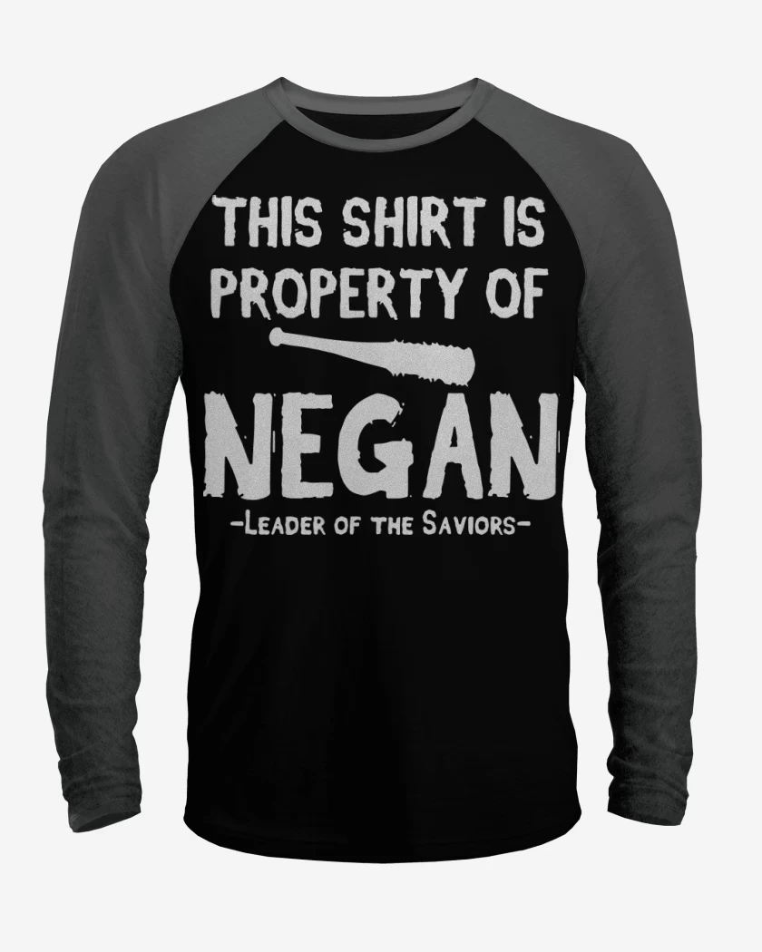Polera Raglan This shirt is property of negan