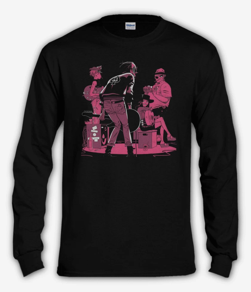 Polera manga larga Negro de Gorillaz 2022