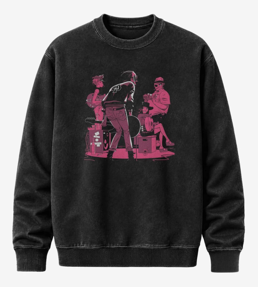 Poleron Polo Acid Wash Negro de Gorillaz 2022