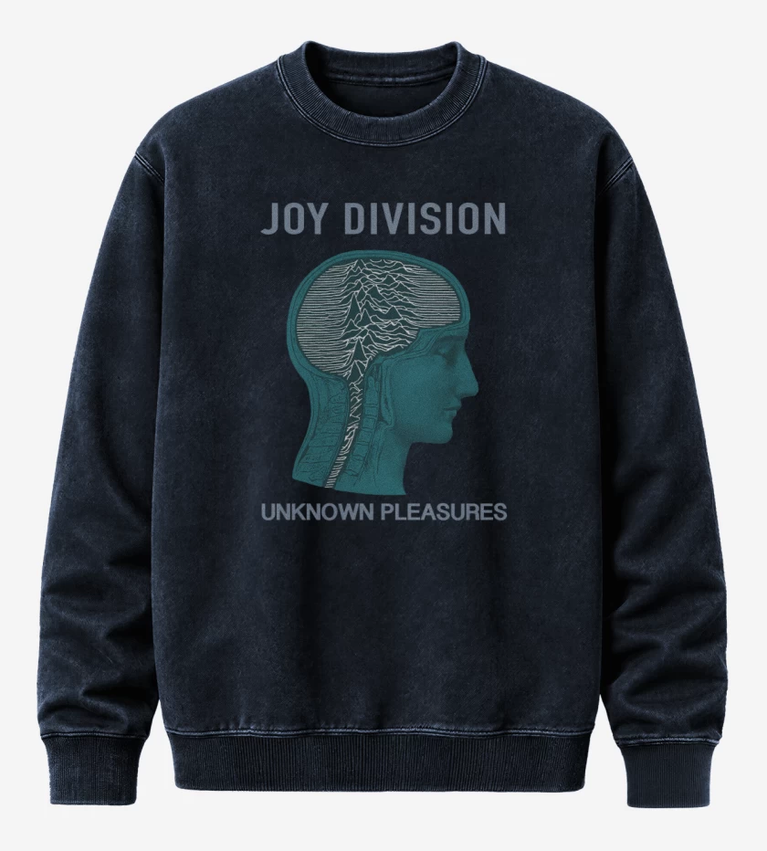 Poleron Polo Acid Wash Azul Marino de Joy Division unknown pleasures