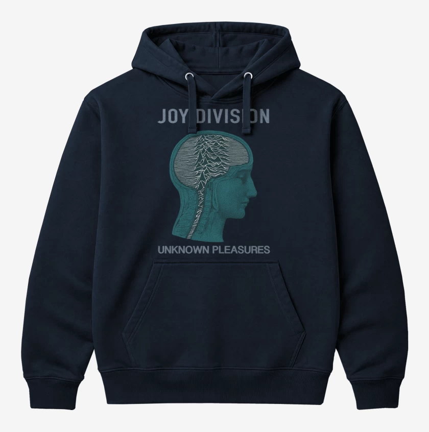 Polerón Canguro Azul Marino de Joy Division unknown pleasures