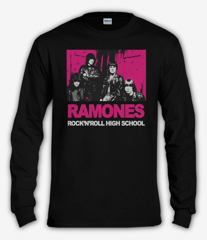 Polera manga larga Negro de Rock n roll high school