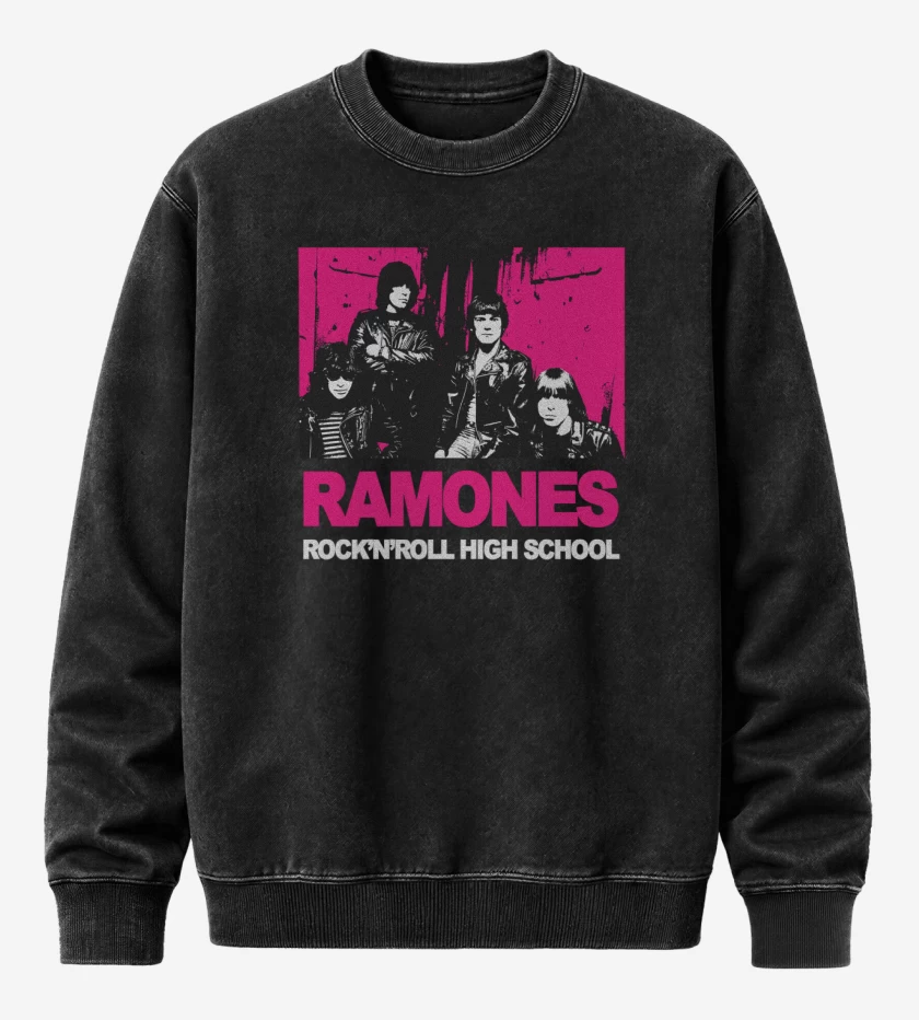 Poleron Polo Acid Wash Negro de Rock n roll high school