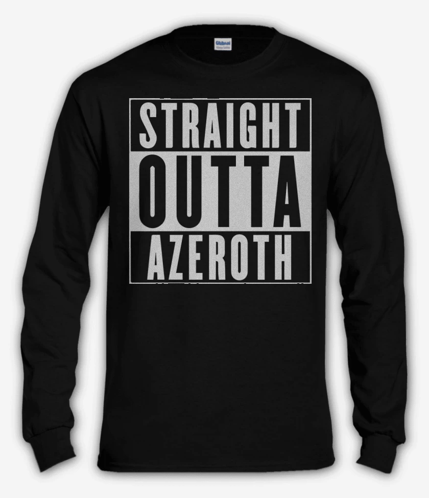 Polera manga larga Negro de Straight outta azeroth