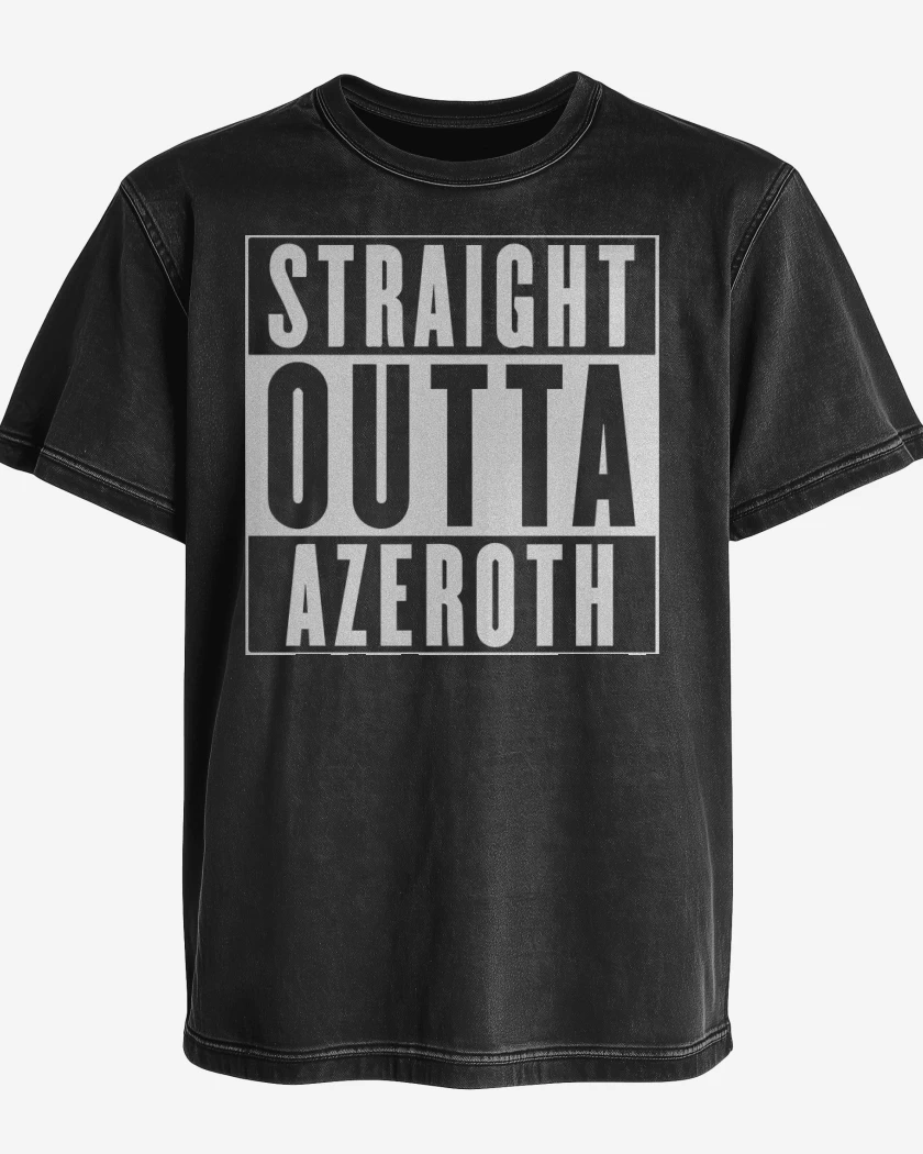Polera desgastada Negro de Straight outta azeroth