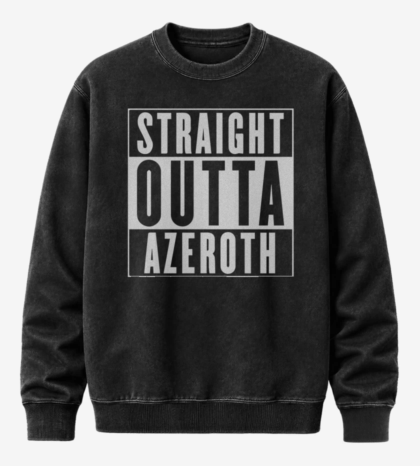 Poleron Polo Acid Wash Negro de Straight outta azeroth
