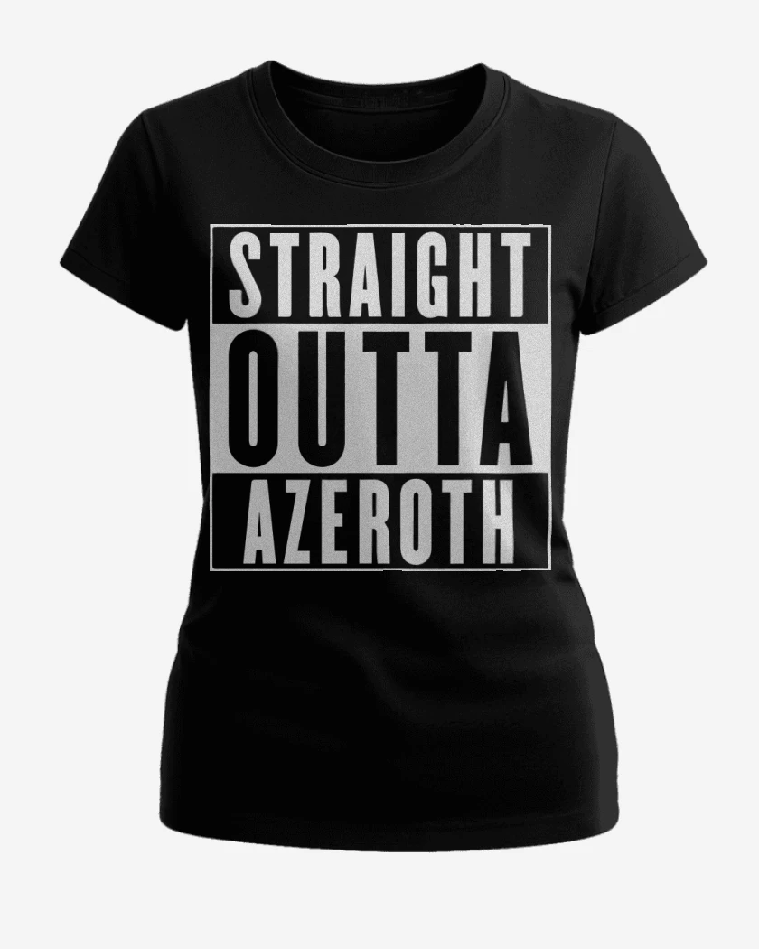 Polera de Mujer Negro de Straight outta azeroth