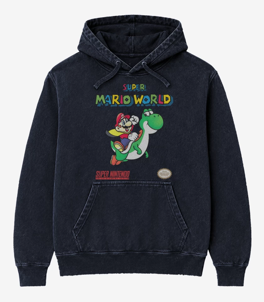 Poleron Canguro Acid Wash Azul Marino de Super Bigote World