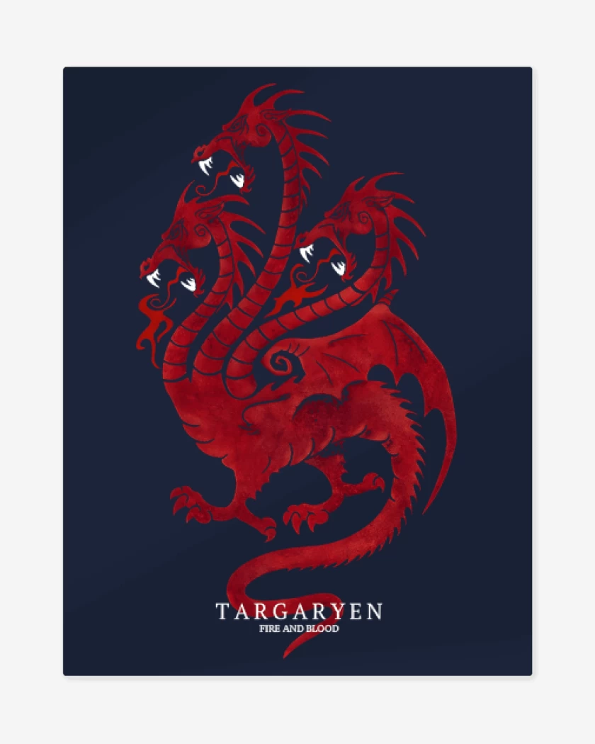 Print metalico Azul Marino de Targaryen fire and blood