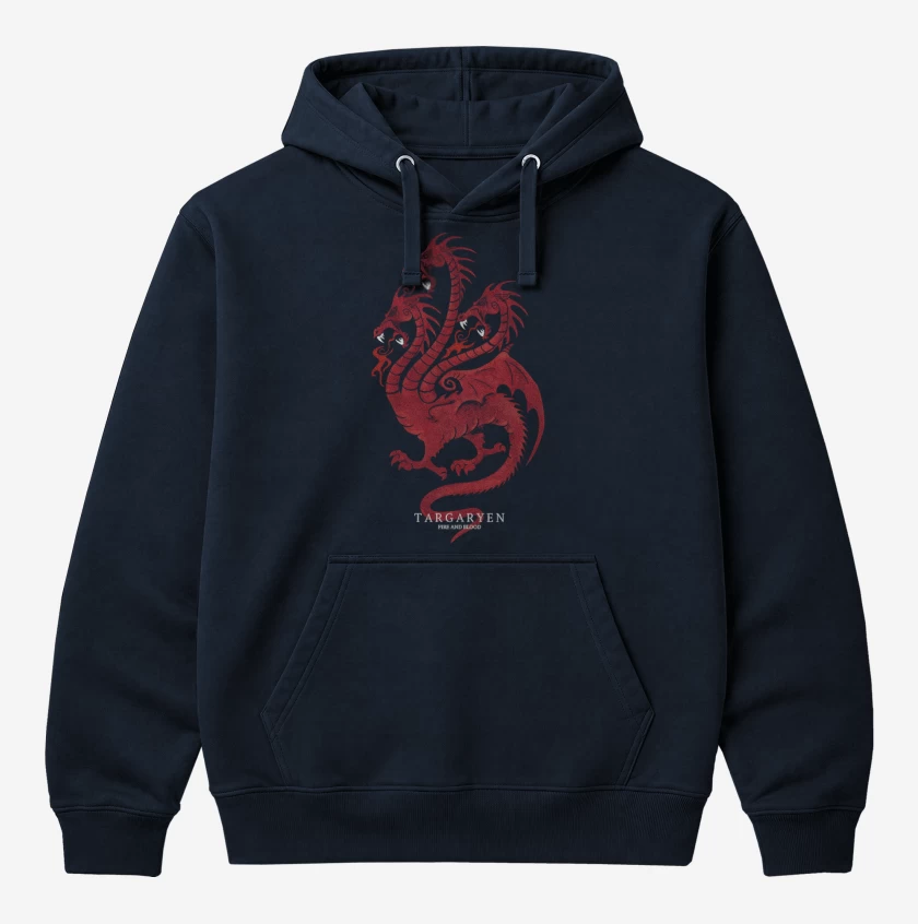 Polerón Canguro Azul Marino de Targaryen fire and blood