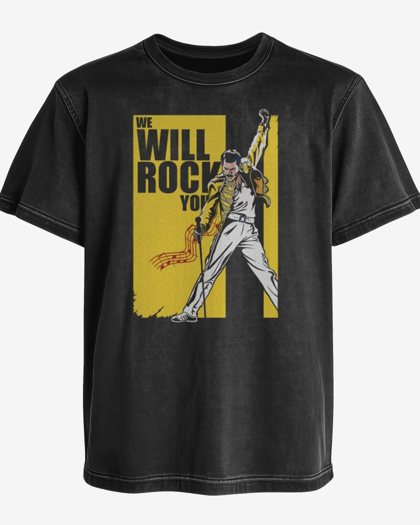 Polera desgastada We will rock you