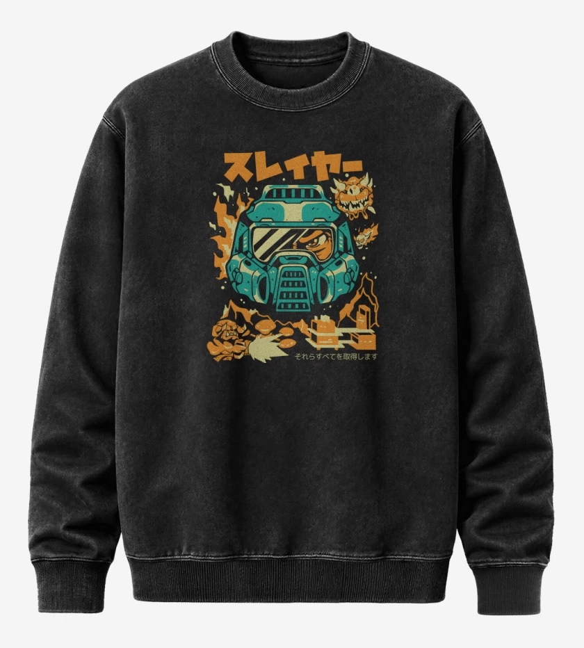 Poleron Polo Acid Wash Negro de Doomguy
