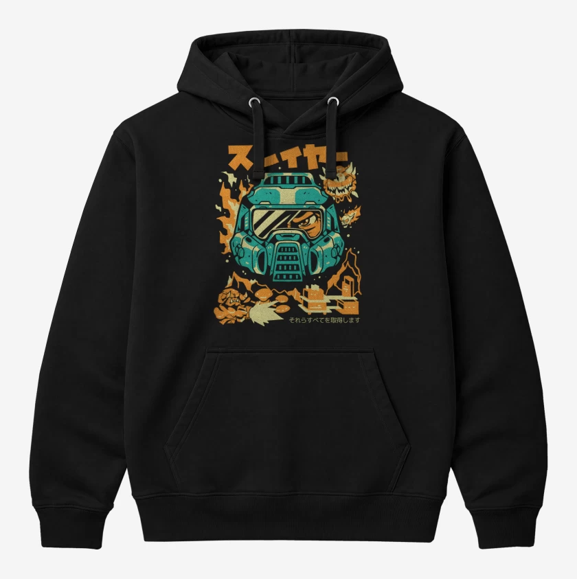Polerón Canguro Negro de Doomguy