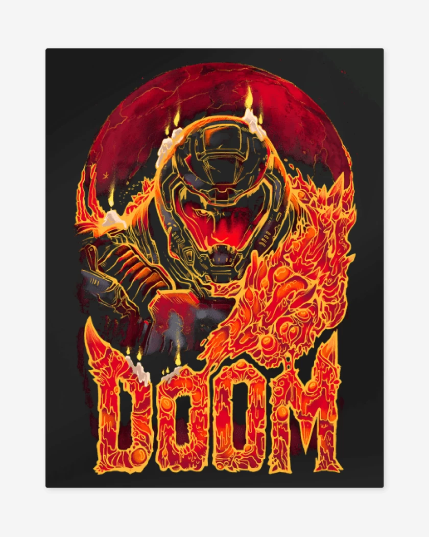Print metalico Negro de Doom Slayer