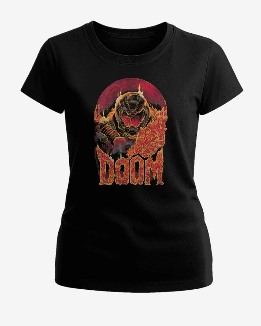 Polera de Mujer Negro de Doom Slayer