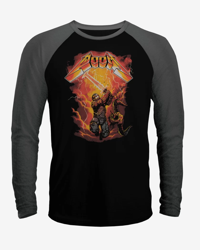 Polera Raglan Negro / Negro Heather de Doom the Lightning 