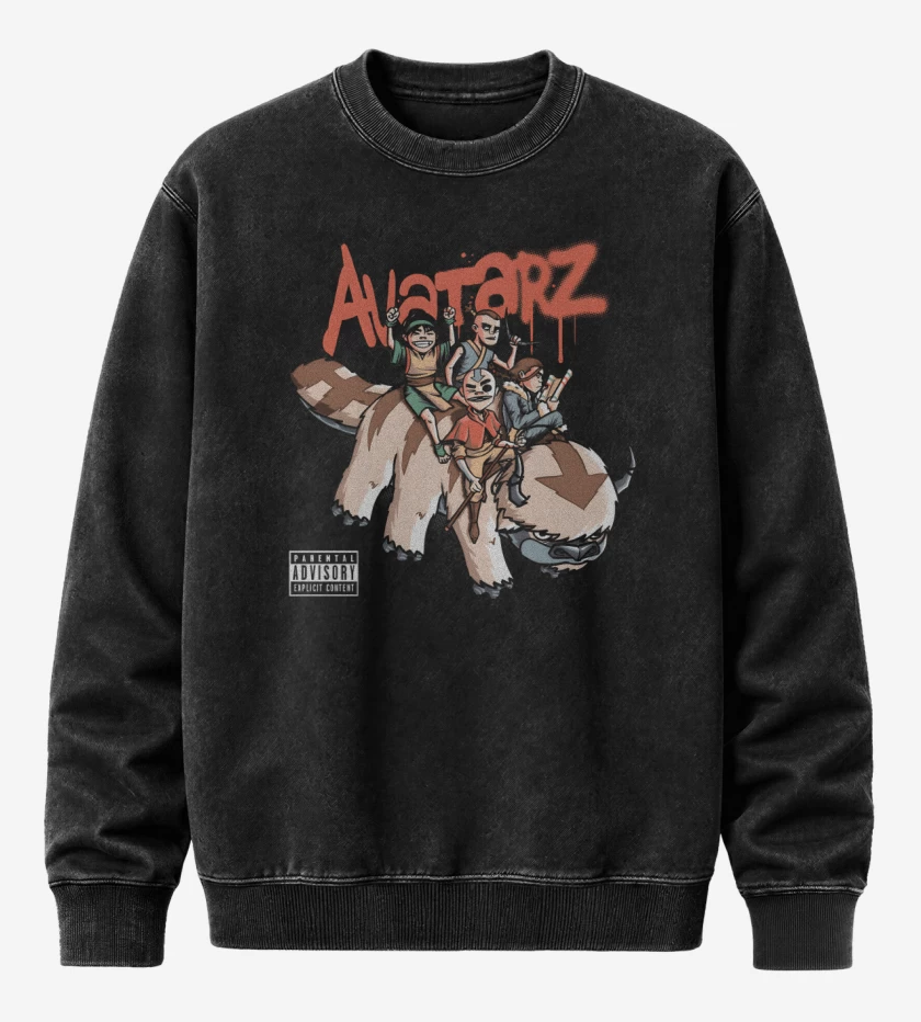 Poleron Polo Acid Wash Negro de Avatarz
