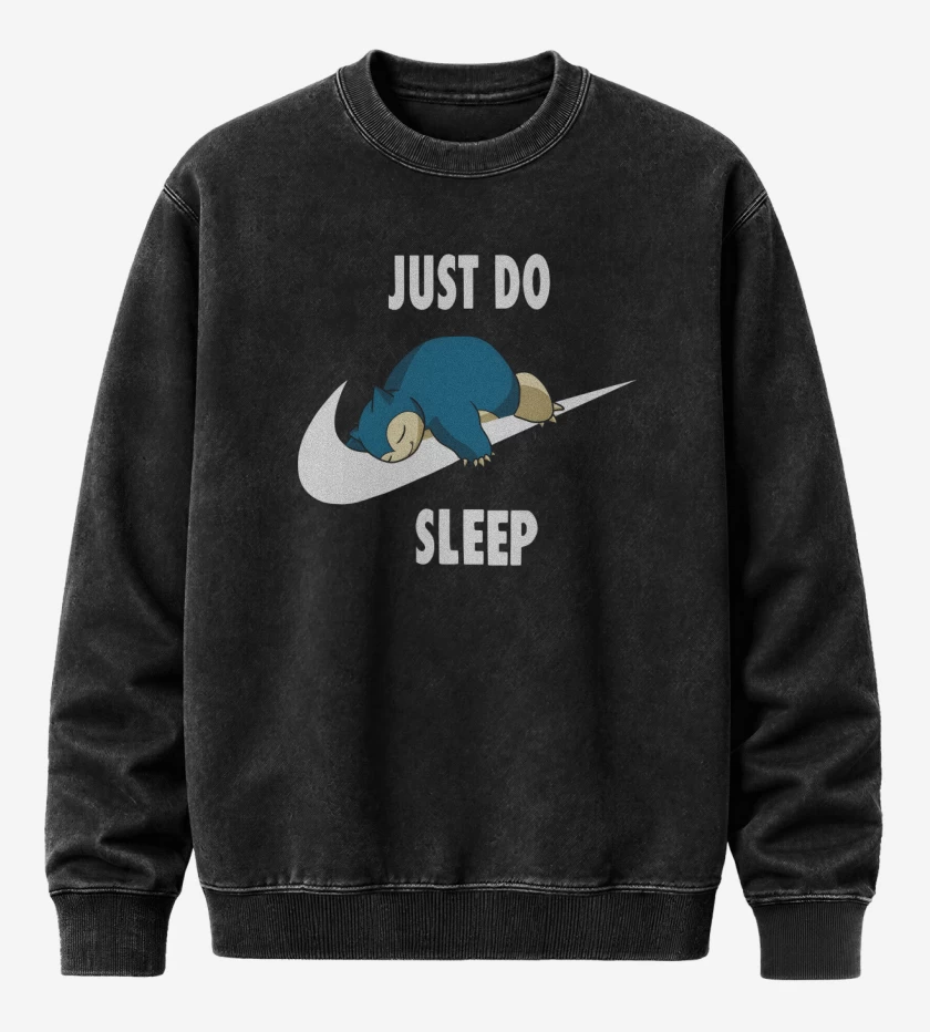 Poleron Polo Acid Wash Negro de Just Do Sleep