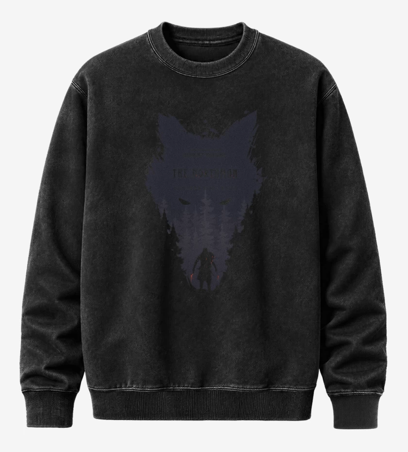 Poleron Polo Acid Wash Negro de Lobo Norteño
