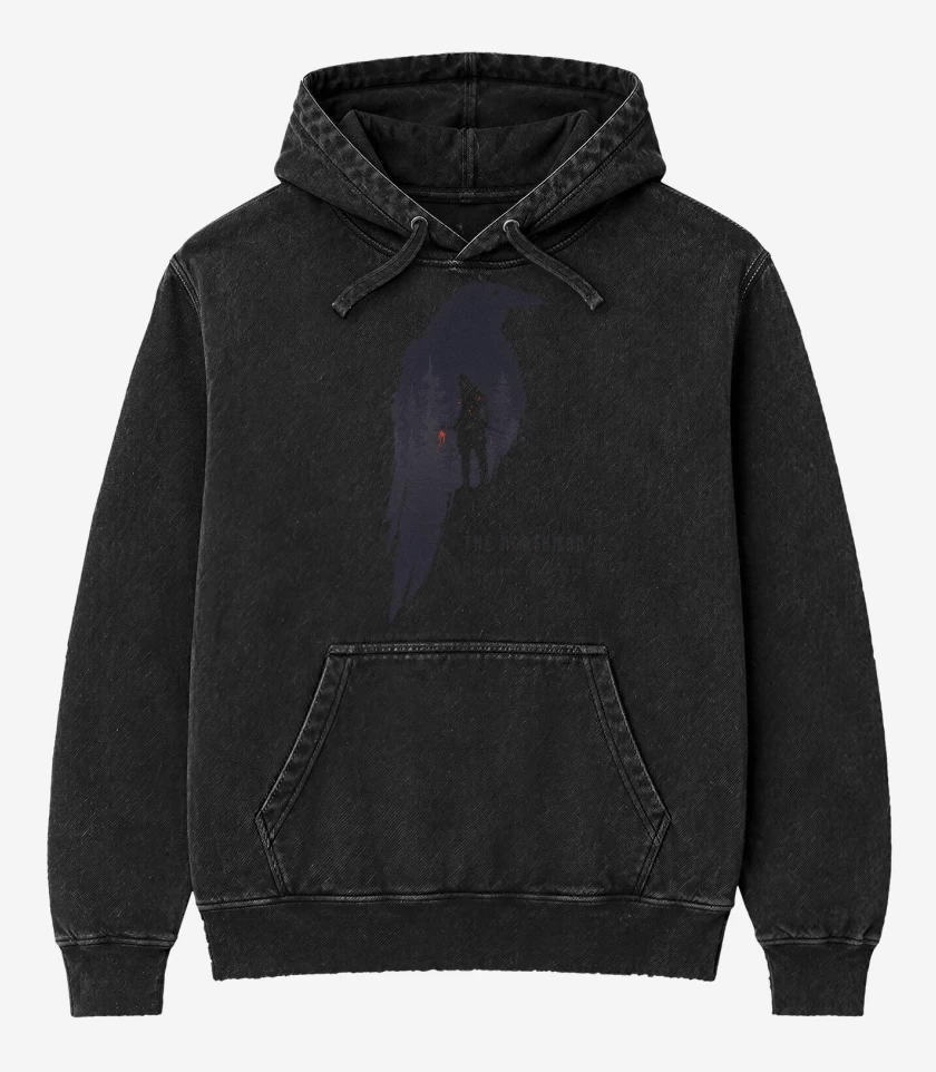 Poleron Canguro Acid Wash Negro de Cuervo del Norte