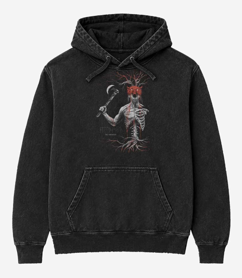 Poleron Canguro Acid Wash Negro de Northman