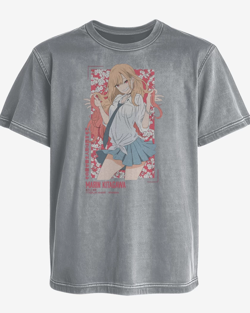 Polera desgastada Gris Melange de Marin Kitagawa
