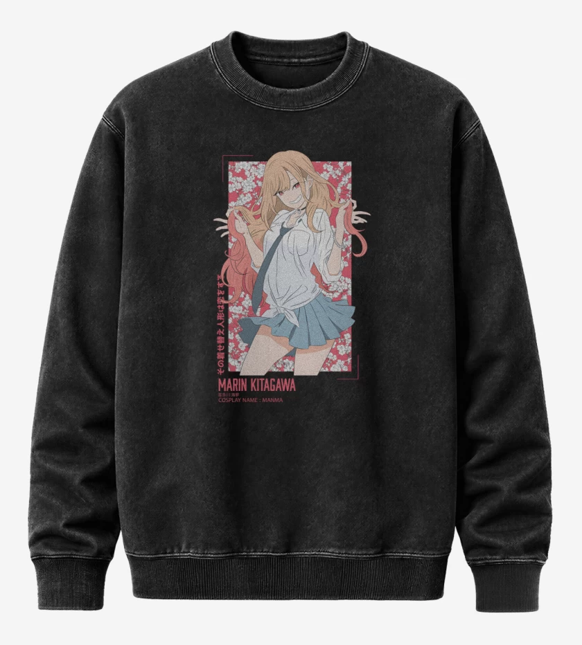 Poleron Polo Acid Wash Negro de Marin Kitagawa