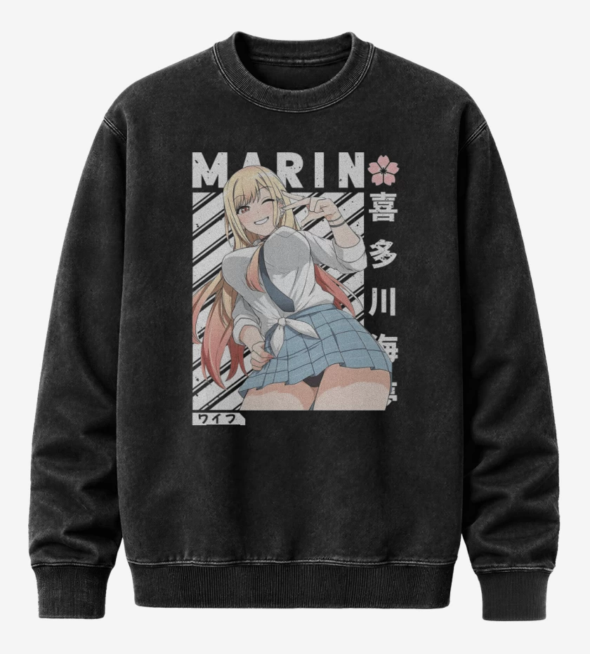Poleron Polo Acid Wash Negro de Marin