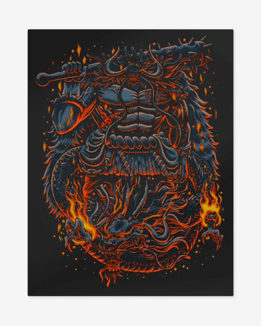 Print metalico Negro de Kaido de las Bestias