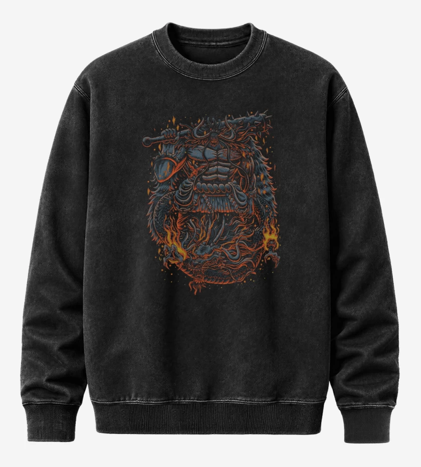 Poleron Polo Acid Wash Negro de Kaido de las Bestias