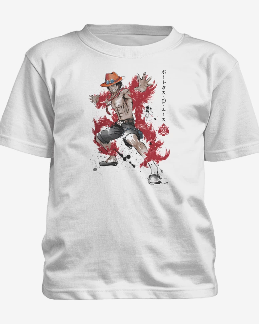 Polera de niño Blanco de Ace Puño de Fuego
