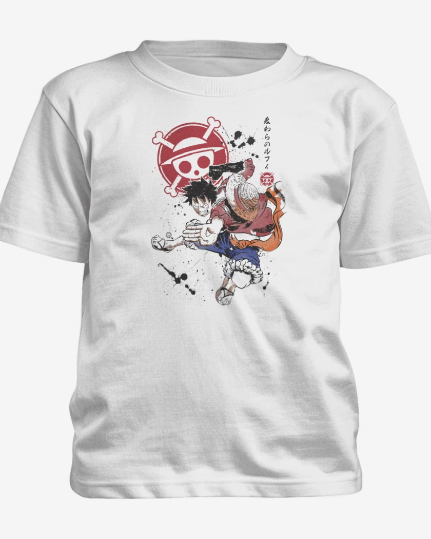 Polera de niño Blanco de Luffy D Monkey