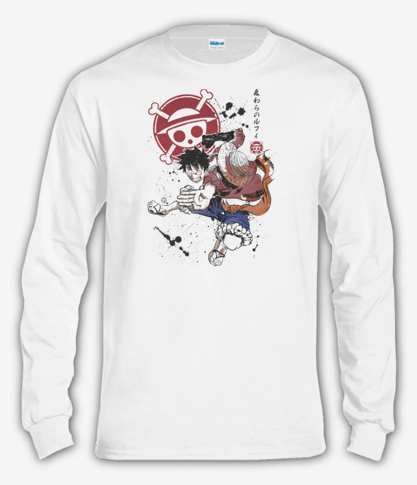 Polera manga larga Blanco de Luffy D Monkey