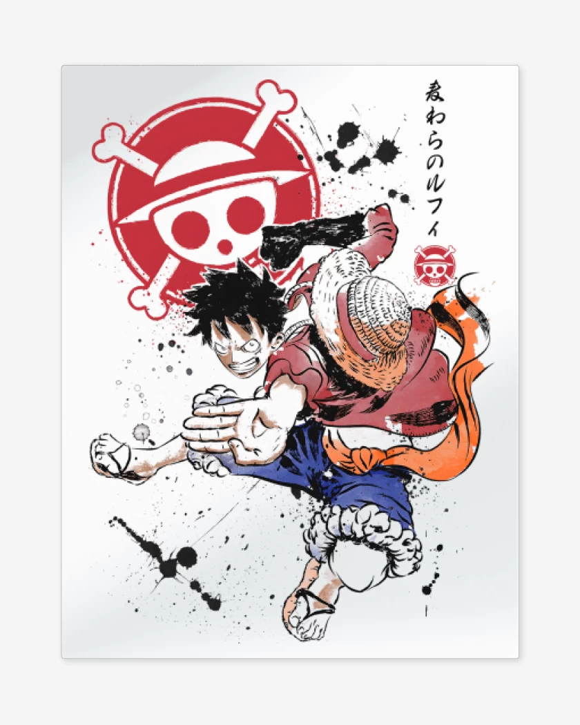 Print metalico Blanco de Luffy D Monkey