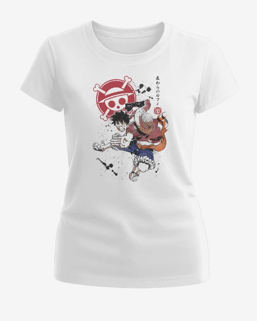 Polera de Mujer Blanco de Luffy D Monkey