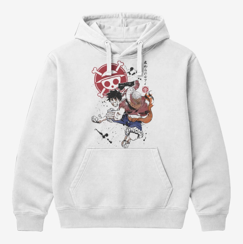 Polerón Canguro Blanco de Luffy D Monkey