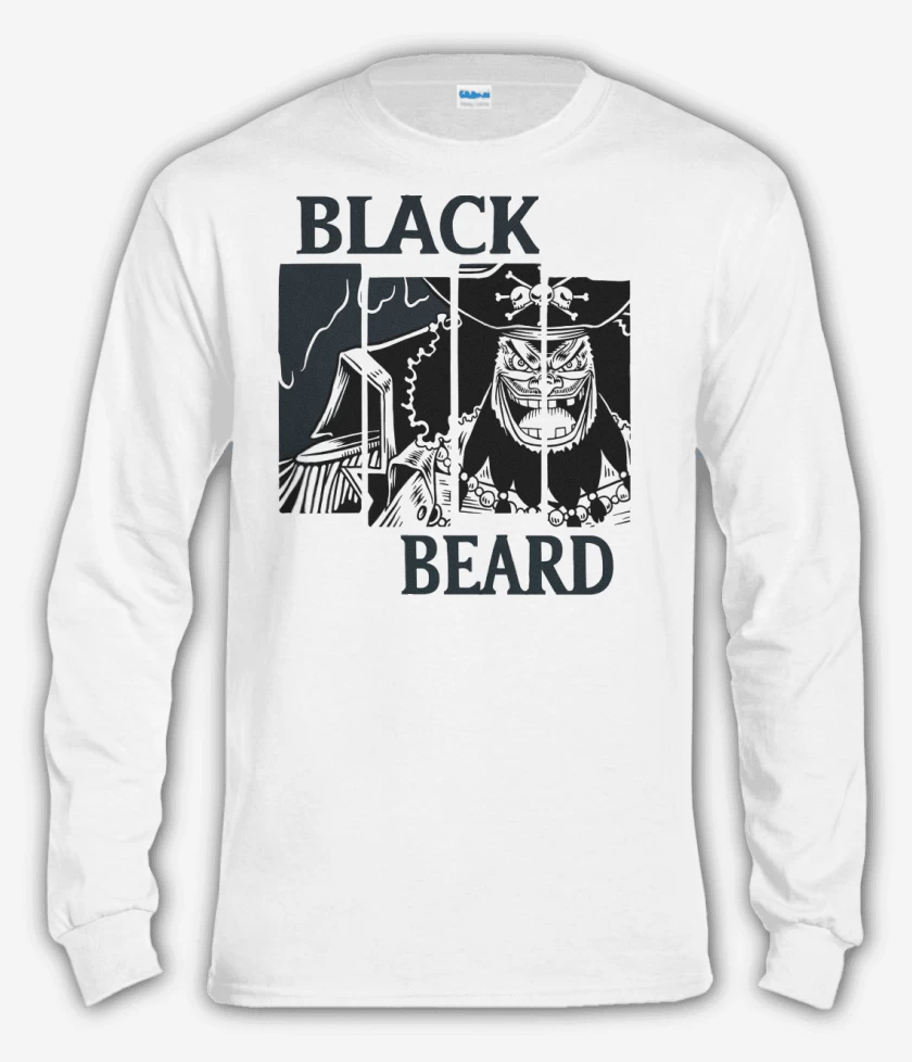 Polera manga larga Blanco de Black Beard